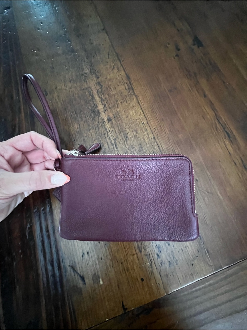 Coach Leather Wristlet - Burgundy